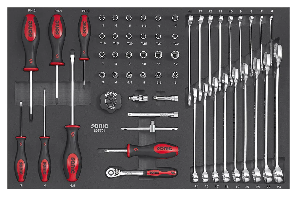 Kombinations- und Schraubenschlüsselsatz 1/4" SFS-M 55-tlg. – Produktbild