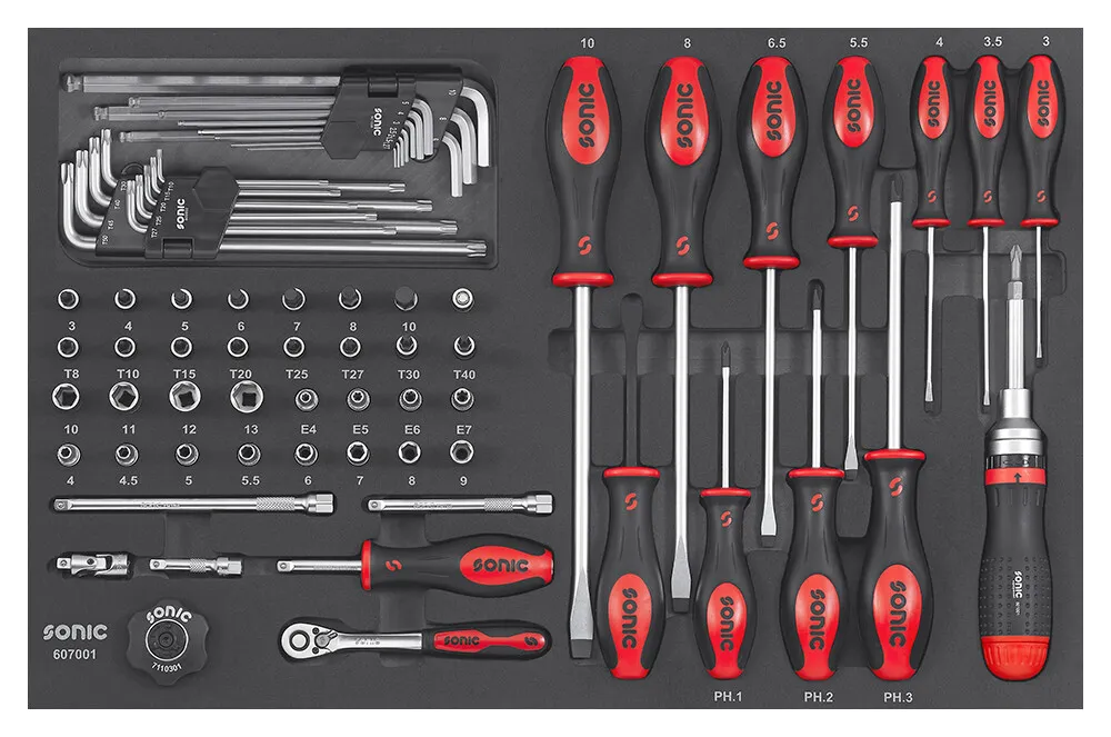 Schraubendrehersatz und 1/4" SFS-M 70-tlg. – Produktbild