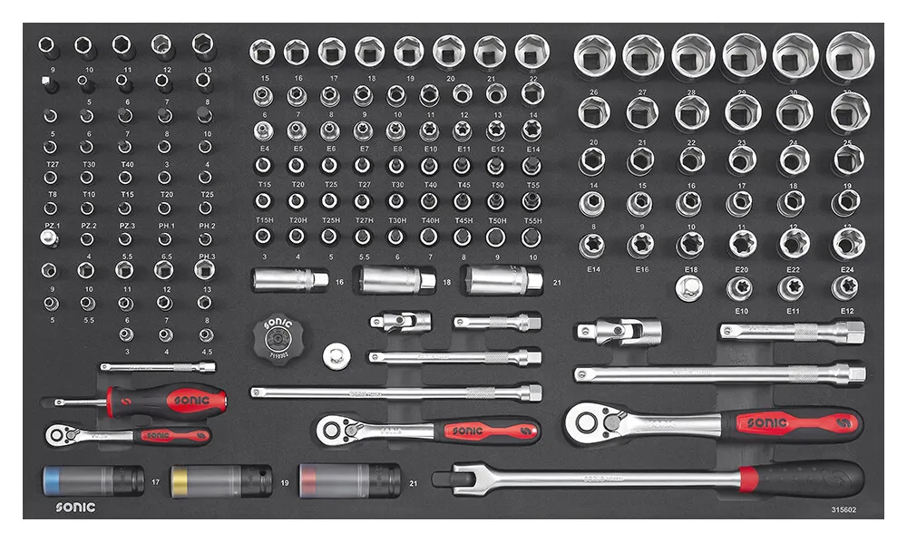 Kombinationssatz 1/4", 3/8" und 1/2" SFS-L 156-tlg. – Produktbild