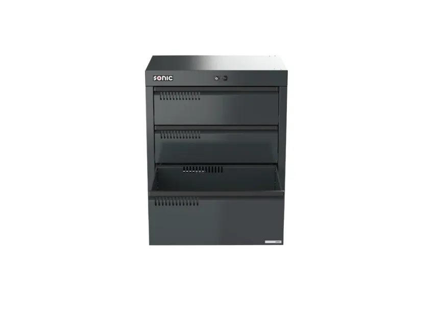 MSS+ Schubladenschrank mit 3 Schubladen 890mm – 890mm geöffnet 00