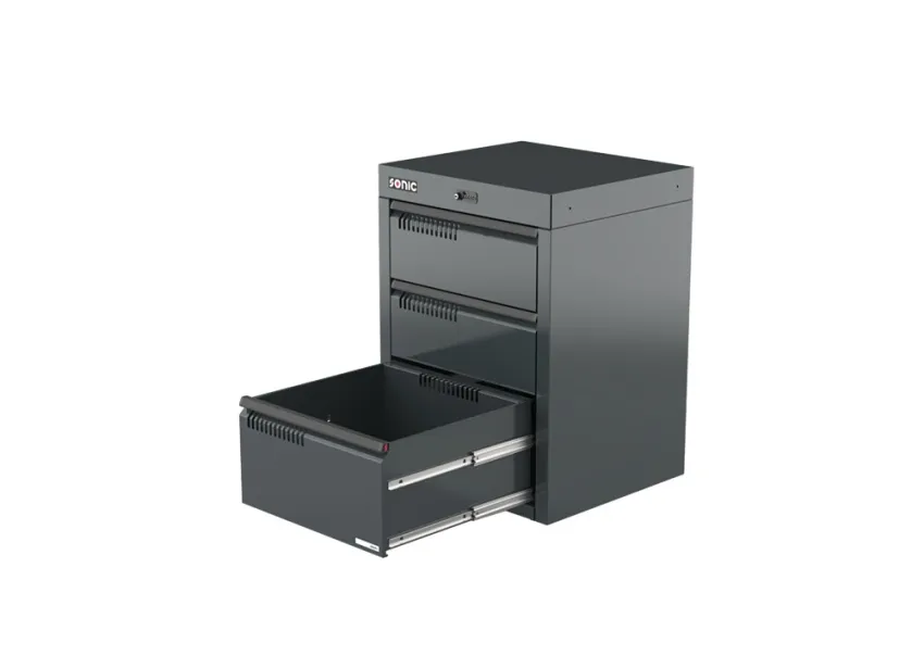 MSS+ Schubladenschrank mit 3 Schubladen 720mm – 720mm geöffnet 05
