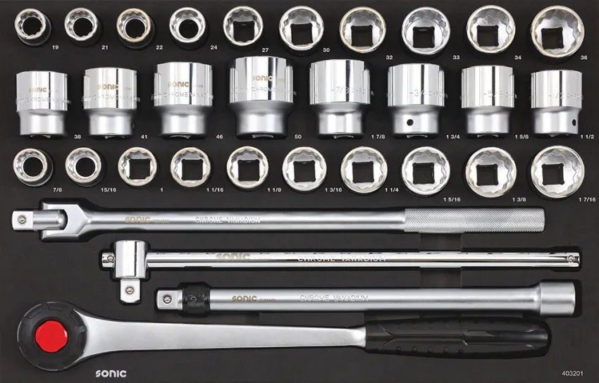 Nusssatz 3/4" SFS-M metrisch und SAE 32-tlg. – Produktbild