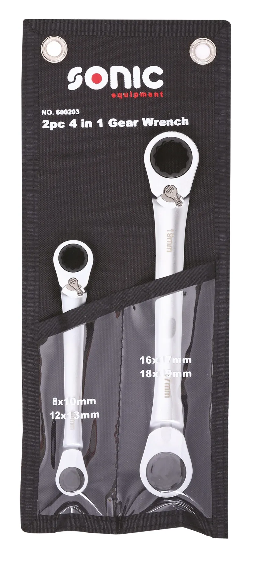 4-in-1 Ringratschenschlüsselsatz in Tasche 2-tlg. – Produktbild
