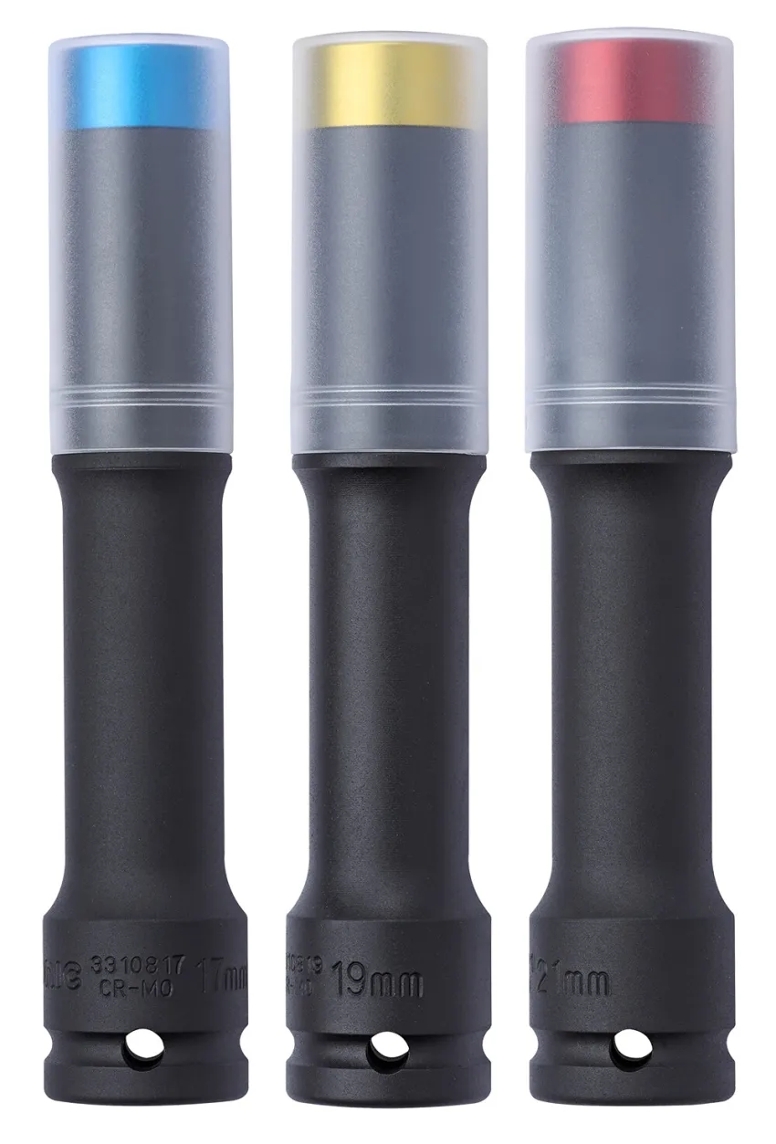 Felgen-Stecknusssatz 1/2" 6-kant extra lang mit Ring 3-tlg. – loose