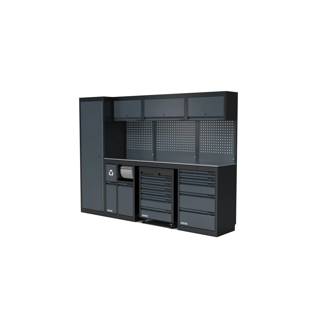 NEXT MSS Schrankwand Edelstahl-Arbeitsplatte hoch 2803mm – next mss setup stainless steel worktop high 3477mm