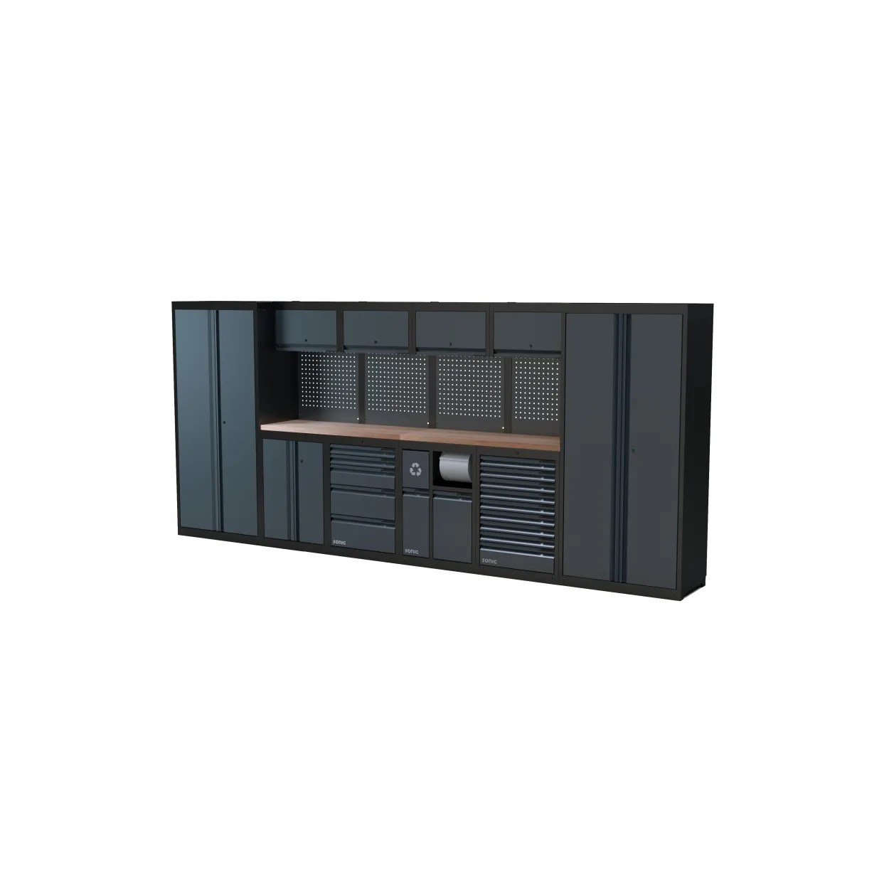 NEXT MSS Schrankwand Holzarbeitsplatte hoch 4524mm – next mss setup wooden worktop high 4524mm