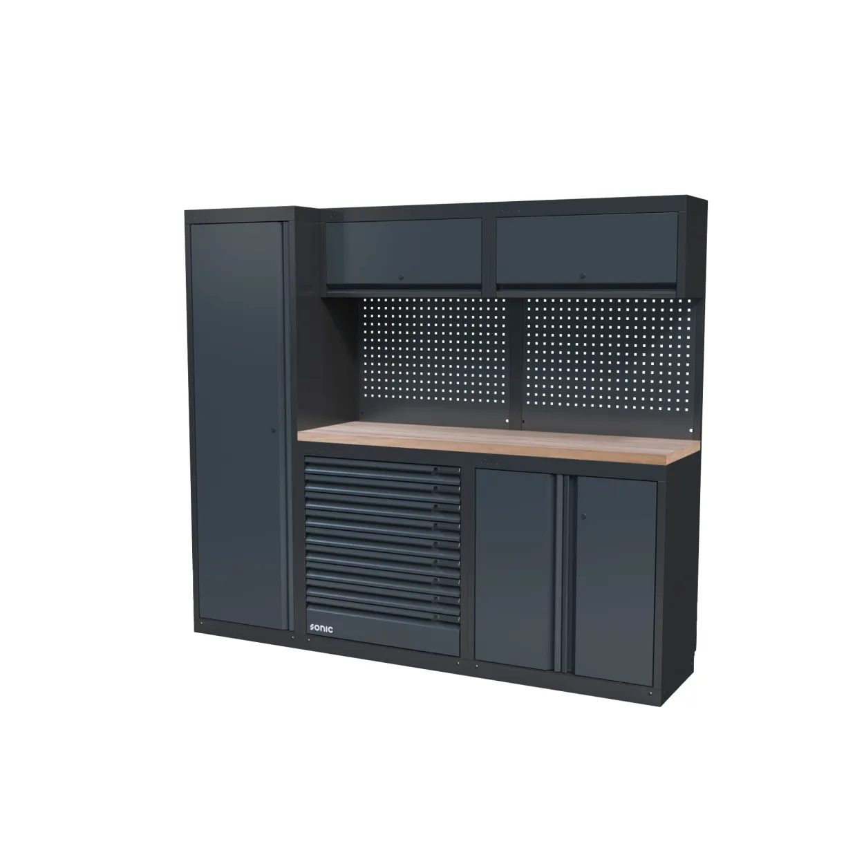 NEXT MSS Schrankwand Holzarbeitsplatte hoch 2300mm – next mss setup wooden worktop high 2300mm