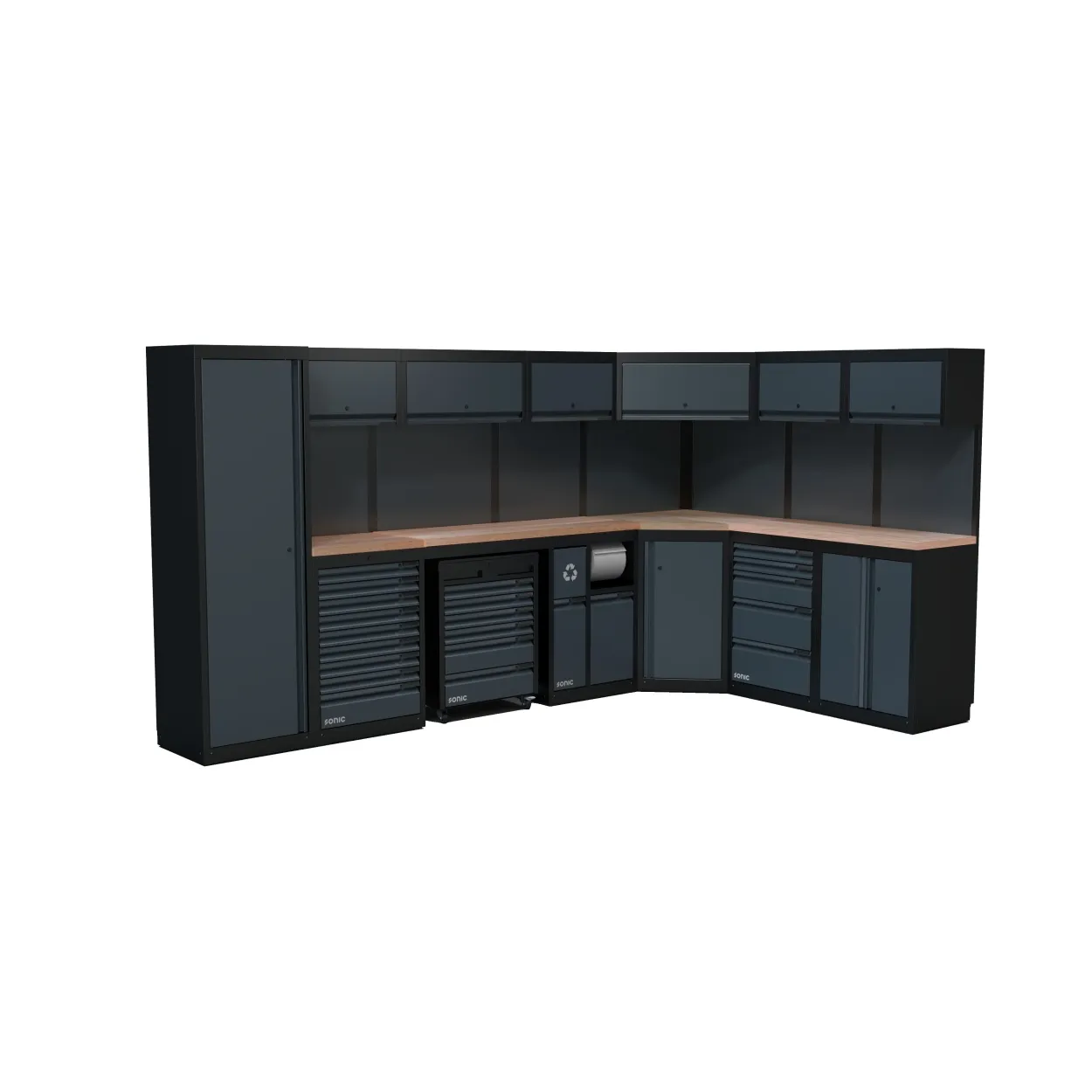 NEXT MSS Schrankwand Holzarbeitsplatte hoch 5026mm – next mss setup wooden worktop high 5026mm