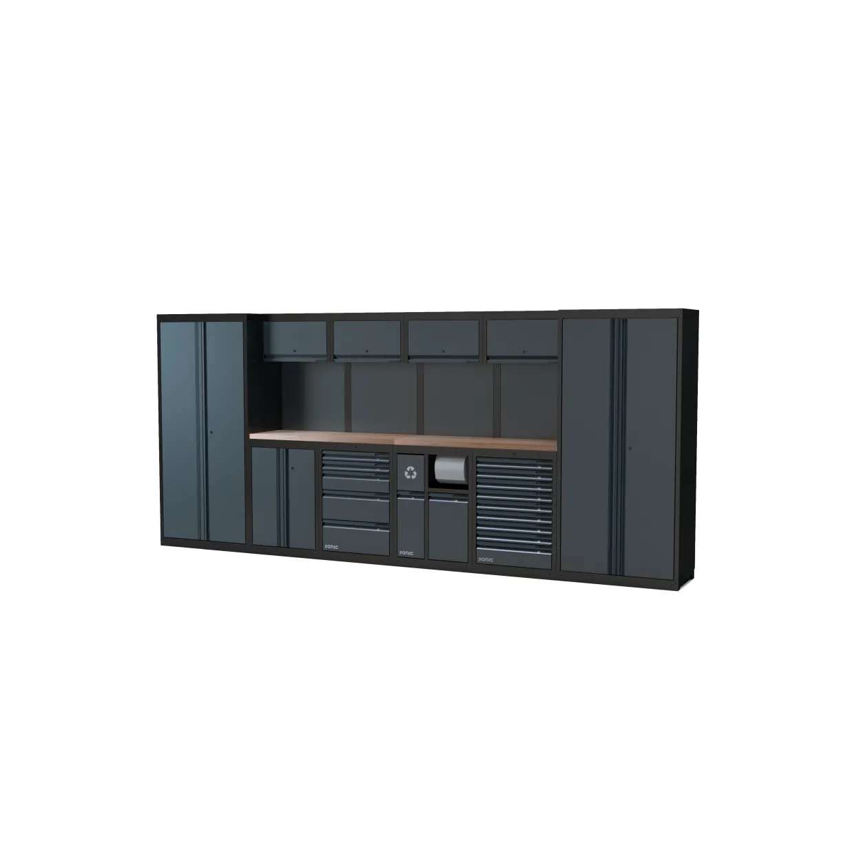 NEXT MSS Schrankwand Holzarbeitsplatte hoch 4524mm – next mss setup wooden worktop high 4524mm