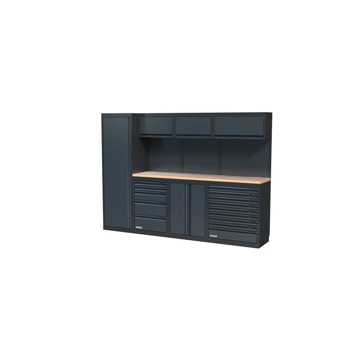 NEXT MSS Schrankwand Holzarbeitsplatte hoch 2803mm – next mss setup wooden worktop high 2803mm
