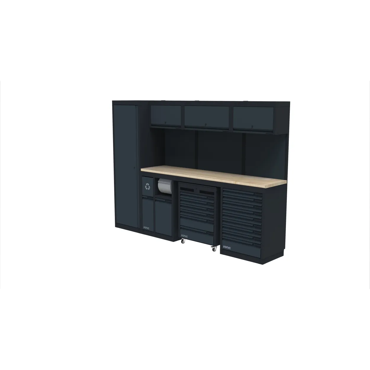 NEXT MSS Schrankwand Holzarbeitsplatte hoch 2803mm – next mss setup wooden worktop high 3477mm