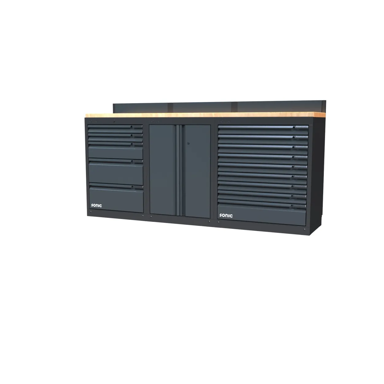 NEXT MSS Schrankwand Holzarbeitsplatte niedrig 2193mm – next mss setup wooden worktop low 2193mm