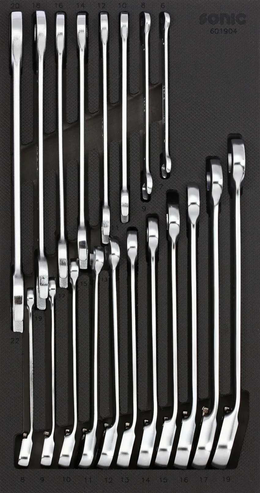 Gabel-Ring mit Ratsche und Gabelschlüsselsatz SFS-S 19-tlg. – Produktbild