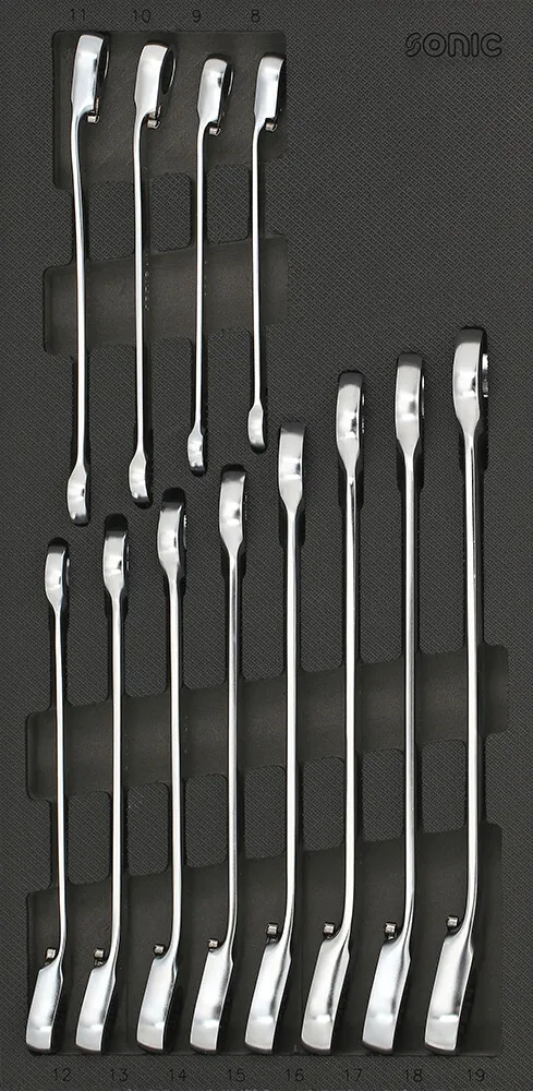 Gekröpfter Ring-Ratschensatz 12-kant SFS-S 12-tlg. – Produktbild