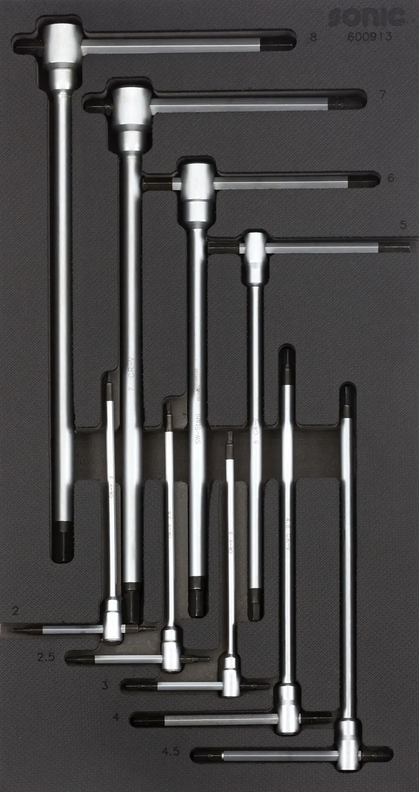 3-Wege T-Griff-Innensechskantschlüsselsatz SFS-S 9-tlg. – Produktbild