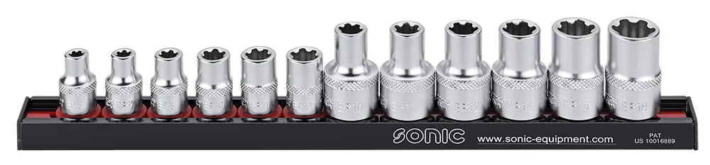 Stecknusssatz 1/4" & 3/8" TX Plus auf Steckleiste 12-tlg. – 1