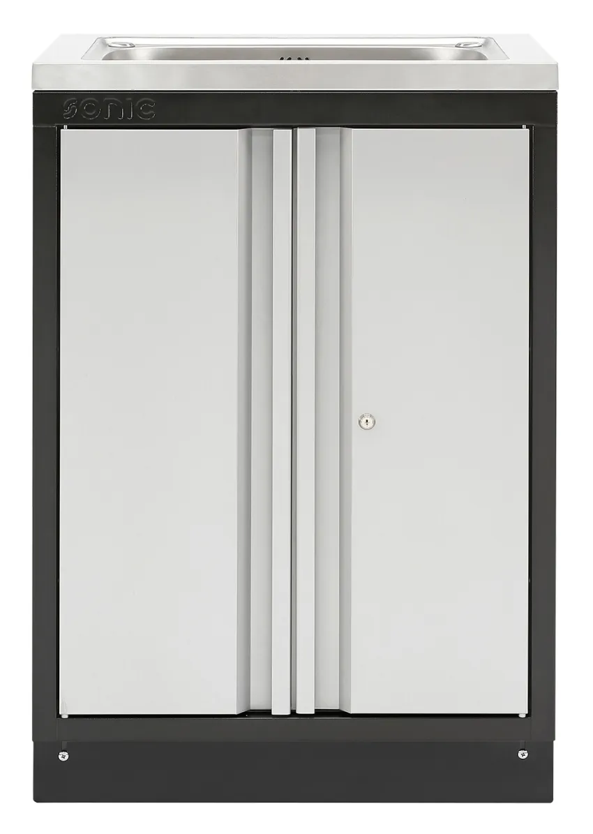 MSS Aufbewahrungsschrank mit Waschbecken 674mm – Vorderansicht