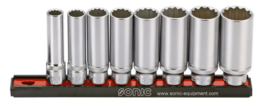 Stecknusssatz 3/8" lang 12-kant auf Steckleiste SAE 8-tlg. – v2 20190506