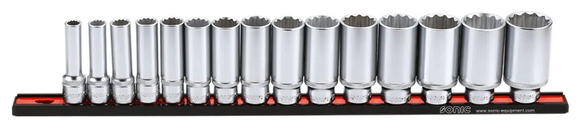 Stecknusssatz 1/2" lang 12-kant auf Steckleiste SAE 15-tlg. – v2 20190506