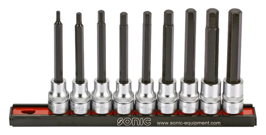 Bitsatz 3/8" Innensechskant lang auf Steckleiste 9-tlg. – v2 20190506